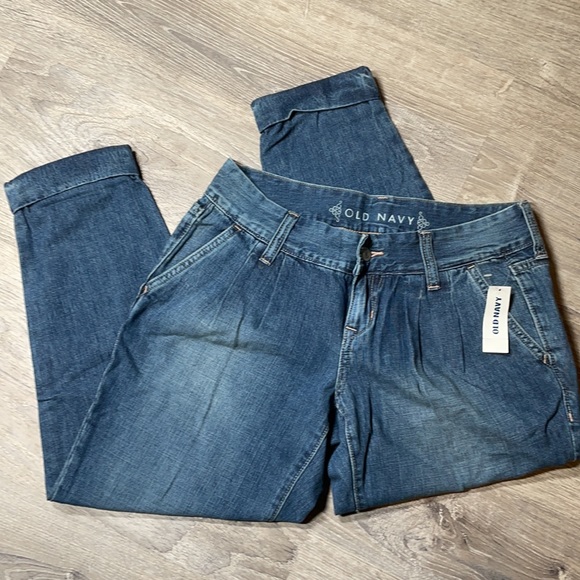 *RARE* VINTAGE NWT OLD NAVY SIZE 2 PLEATED CUFFED DENIM JEANS - Picture 1 of 9